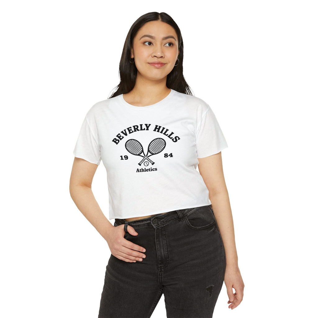 Beverly Hills Tennis Crop Top, Women's Summer Top, Festival Wear, Casual Tee, Athleisure Top, Graphic Crop Tee