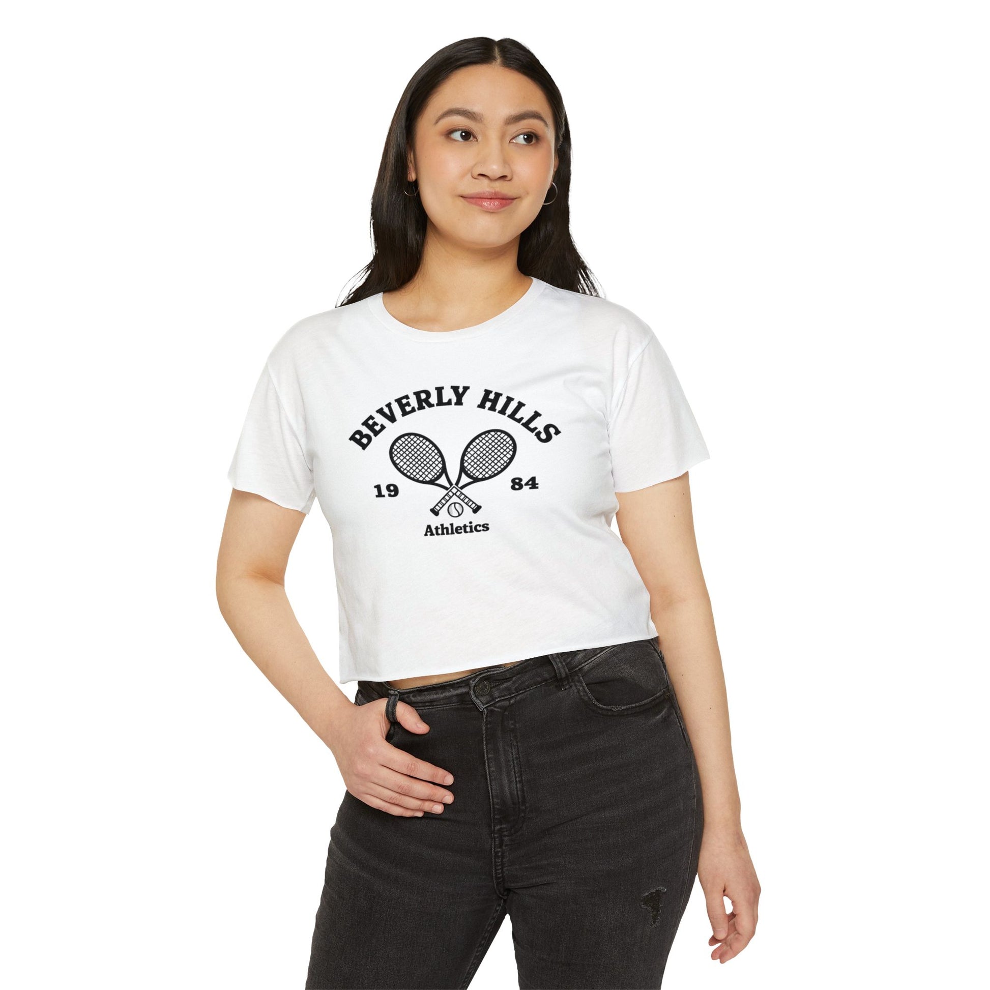 Beverly Hills Tennis Crop Top, Women's Summer Top, Festival Wear, Casual Tee, Athleisure Top, Graphic Crop Tee